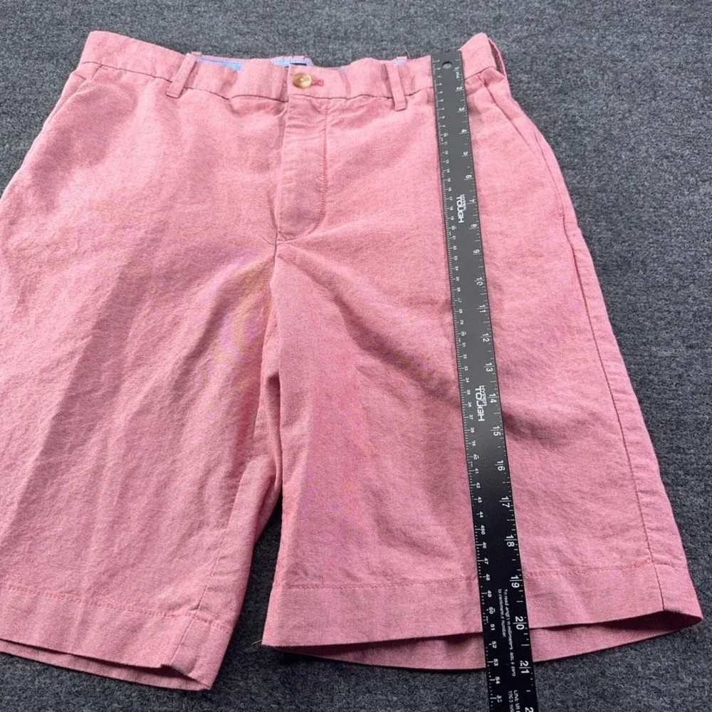 IZOD Saltwater Mens 32 Salmon Pink Oxford Cotton Flat Front Chino Shorts 10